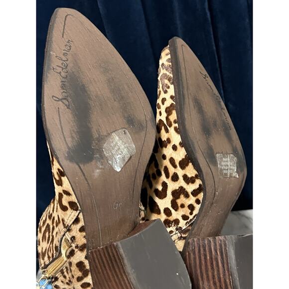 Sam Edelman WALDEN Leopard Print Calf Hair Double Zip Ankle Booties 6.5 - Picture 10 of 10